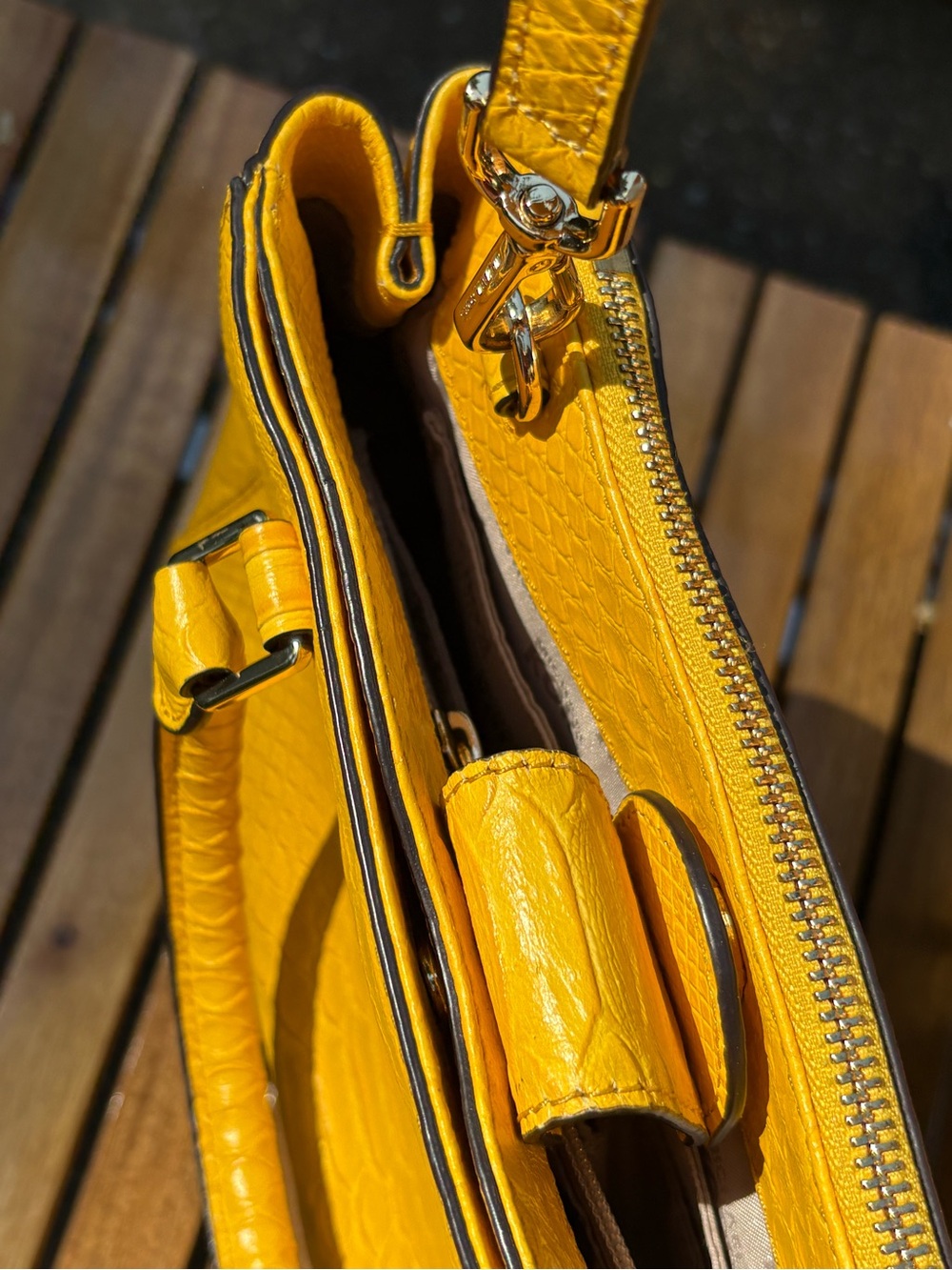 SOLD! Michael Kors Yellow Selma Satchel + a NWT Card Case to Create a Set! - Picture 9 of 11